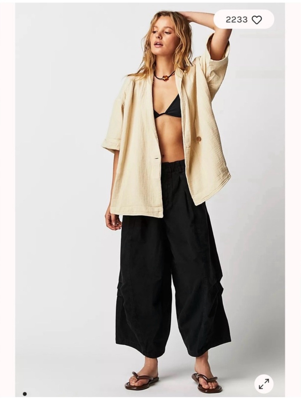 We the Free by Free People Lou Blazer Shirt Small Ivory